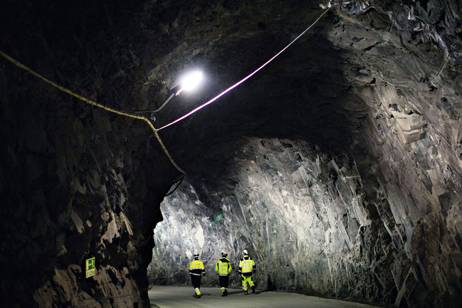 Tunnel into Lio power plant, which is located 400 metres inside the mountain